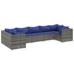 vidaXL Salon de jardin 7 Pièces avec coussins Gris Résine tressée
