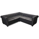 vidaXL Canapé d'angle Chesterfield 5 places Cuir synthétique Noir