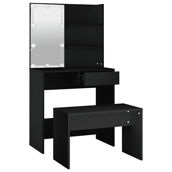 vidaXL Ensemble de coiffeuse avec LED Noir Bois d'ingénierie