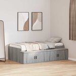 vidaXL Cadre de lit avec rangement Sonoma gris 90 x 200 cm