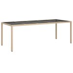 vidaXL Ensemble à manger de jardin et coussins 9 Pièces beige rotin verre