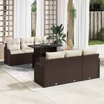vidaXL Ensemble de canapé de jardin 7 Pièces Marron 100 x 55 x 73 cm
