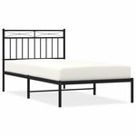 vidaXL Cadre de lit métal sans matelas avec tête de lit noir 100x190cm
