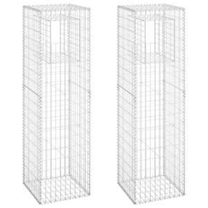 vidaXL Poteaux à panier de gabion 2 Pièces 50x50x180 cm Fer