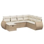 vidaXL Salon de jardin avec coussins 7 Pièces beige résine tressée
