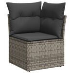 Ensemble de canapés de jardin de 7 pièces avec coussins gris poly rattan acacia