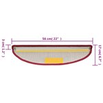 vidaXL Tapis d'escalier 10 pièces 56 x 17 x 3 cm Rouge Demi-rond