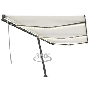 vidaXL Auvent manuel rétractable avec LED 600x300 cm Crème
