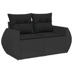 vidaXL Salon de jardin 7 Pièces avec coussins noir résine tressée