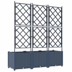 vidaXL Bac à fleurs avec Treillis 3 Pièces Gris 120 x 40 x 143 cm PP
