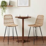 vidaXL Tabouret de bar 2 Pièces Naturel 44 x 54 x 96 cm Rattan et Acier