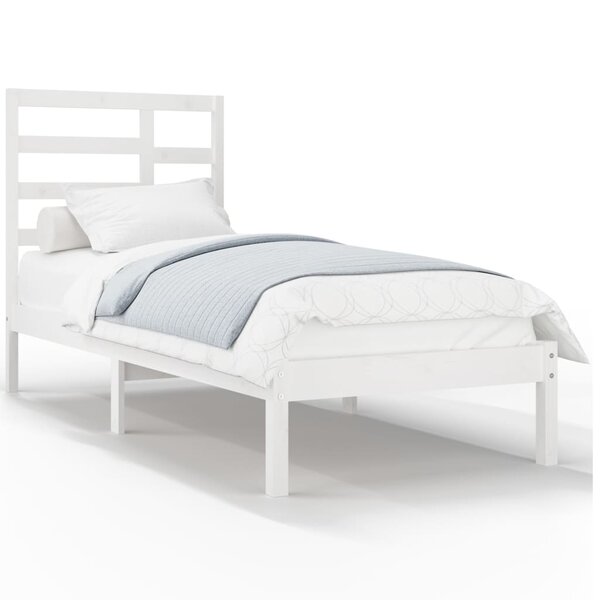 vidaXL Cadre de lit Blanc Bois massif 90x200 cm