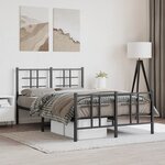 vidaXL Cadre de lit métal sans matelas avec pied de lit noir 120x190cm