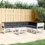 vidaXL Salon de jardin 6 Pièces avec coussins blanc bois massif de pin
