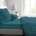 Drap housse microfibre 82 g - 90 x 190 cm - Bonnet 30 cm - Bleu canard