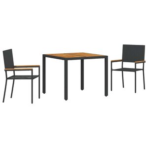vidaXL Ensemble de salle à manger pour jardin 3 Pièces Noir et Marron