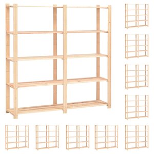 vidaXL Étagères de rangement à 5 niveaux 10Pièces 170x38x170cm Pin 500 kg