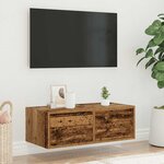 vidaXL Meuble TV avec lumières LED vieux bois 75x35 5x25 cm