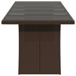 vidaXL Table de jardin avec dessus en verre marron résine tressée