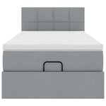 vidaXL Lit ottoman avec matelas et LED gris clair 90x200 cm tissu