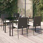 vidaXL Ensemble à manger de jardin coussins 5Pièces Noir Résine tressée