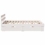 vidaXL Cadre de lit avec tiroirs - Blanc 120 x 190 cm - Bois de pin massif