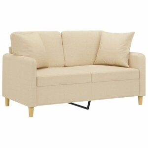 vidaXL Canapé 2 places avec oreillers décoratifs crème 120 cm tissu