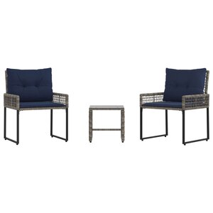 vidaXL Ensemble de meubles d'extérieur 3 pc Gris et marine