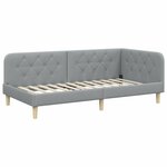 vidaXL Cadre de lit d'angle avec matelas Gris clair 90 x 190 cm tissu