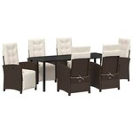 vidaXL Ensemble de salle à manger pour jardin 7 pc Marron polyrotin