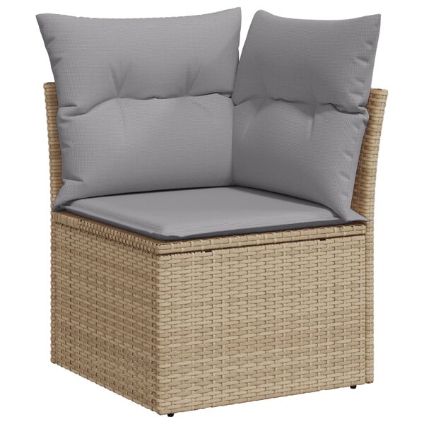 vidaXL Ensemble de canapé de jardin 12 pièces avec coussins Beige Poly Rattan Acacia