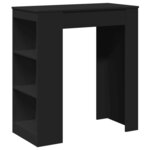 vidaXL Table de bar avec étagères noir bois d'ingénierie