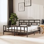 vidaXL Cadre de lit Gris Bois de pin massif 200x200 cm