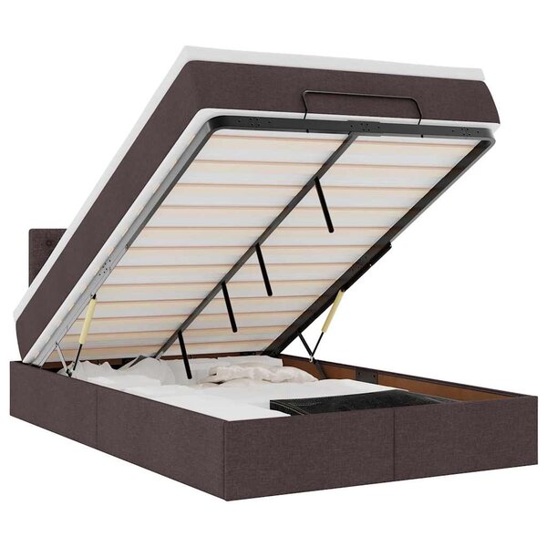 vidaXL Lit ottoman avec matelas marron foncé 120x200 cm tissu