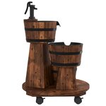 vidaXL Fontaine à eau sur roues pompe 55x55x80 cm bois de sapin massif