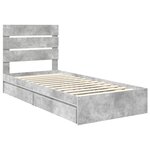 vidaXL Lit de Rangement Gris béton 70 x 190 cm Bois d'ingénierie