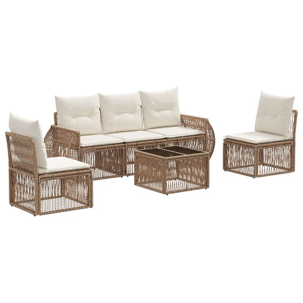vidaXL Ensemble de canapé de jardin 6 Pièces Beige et blanc crème
