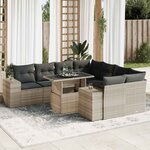vidaXL Salon de jardin 9 Pièces avec coussins gris clair résine tressée