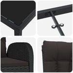 vidaXL Ensemble de salle à manger de jardin 5 pièces avec coussins Rattan poly noir