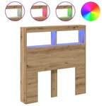 vidaXL Armoire tête de lit avec LED chêne artisanal 100x17x102 cm
