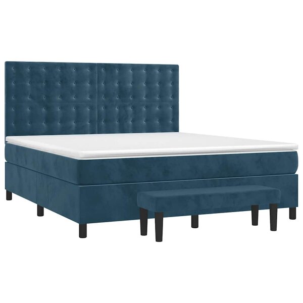 vidaXL Sommier à lattes de lit et matelas Bleu foncé 160x200cm Velours