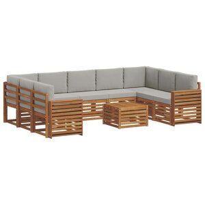 vidaXL Ensemble de canapés d'extérieur 10 pc Naturel et gris clair