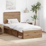 vidaXL Cadre de lit Chêne artisan 75 x 190 cm Bois de pin massif