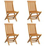 vidaXL Chaises de jardin et coussins blanc crème lot de 4 Teck massif