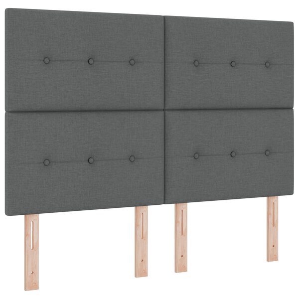 vidaXL Lit à ressort avec matelas - Gris foncé  160x200 cm en tissu