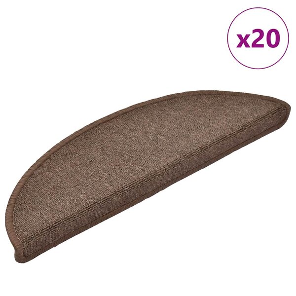 vidaXL Tapis d'escalier 20 Pièces marron café 56x17x3 cm