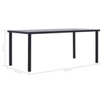 vidaXL Table à manger Noir et gris béton 200x100x75 cm MDF