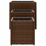 vidaXL Jardinières d'extérieur 3 Pièces marron résine tressée