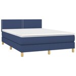 vidaXL Sommier à lattes de lit avec matelas LED Bleu 140x200 cm Tissu
