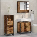 vidaXL Ensemble de mobilier de salle de bain 3 Pièces Bois Ancien